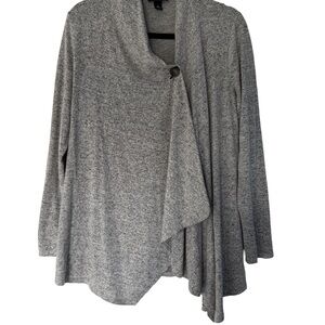 AB Studio Light Gray Draped Button-Front Cardigan